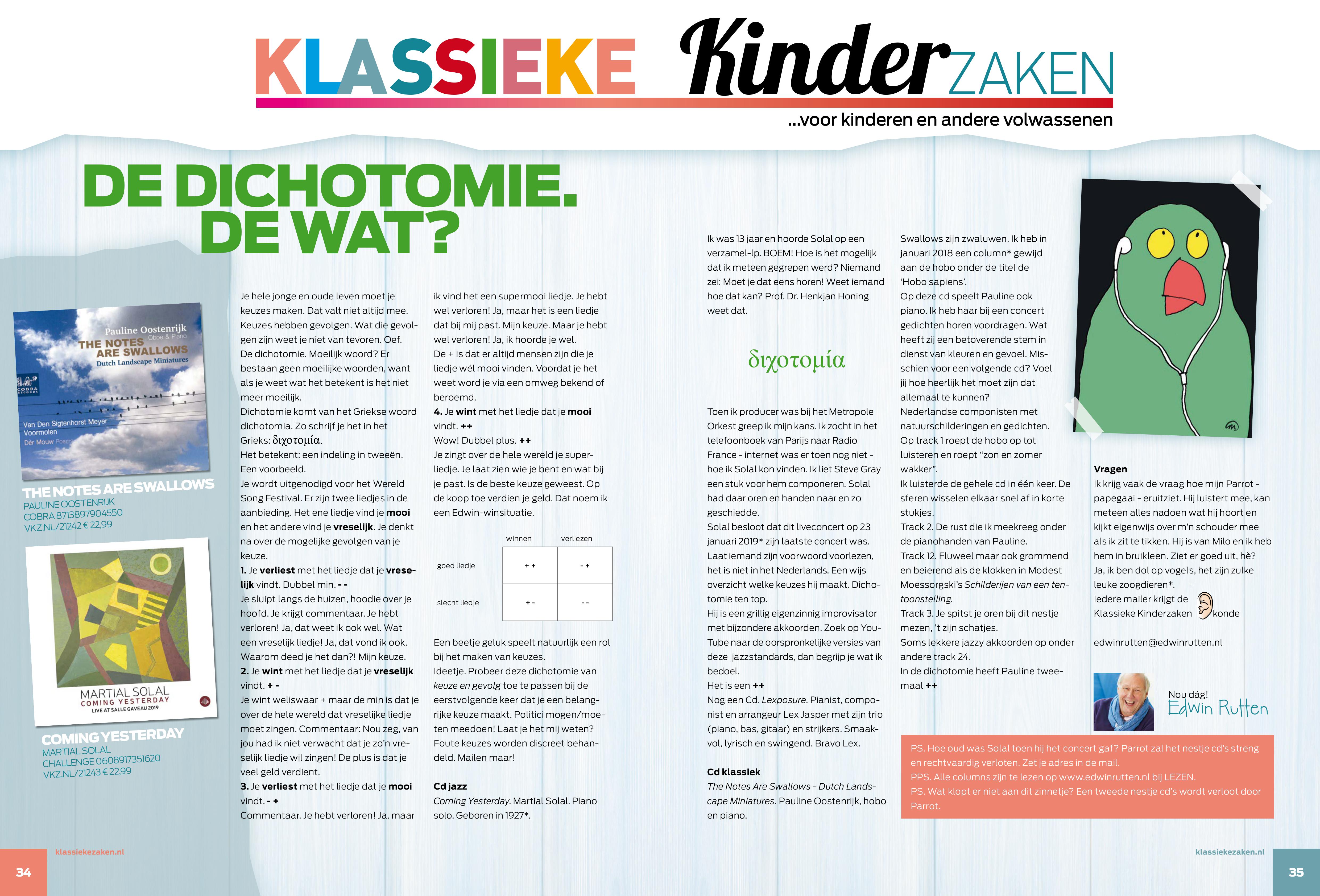 Nieuwe column Klassieke Kinderzaken